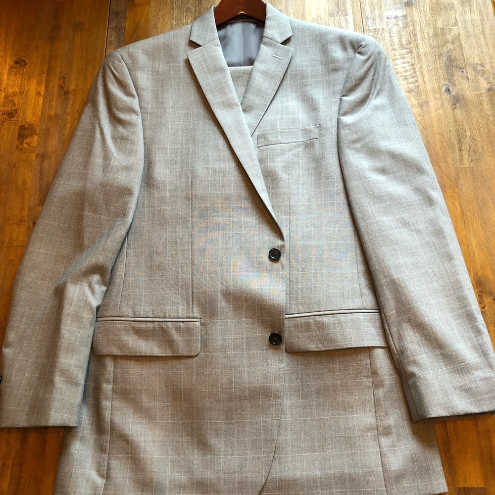 42L Grey Glen Plaid Michael Kors Suit